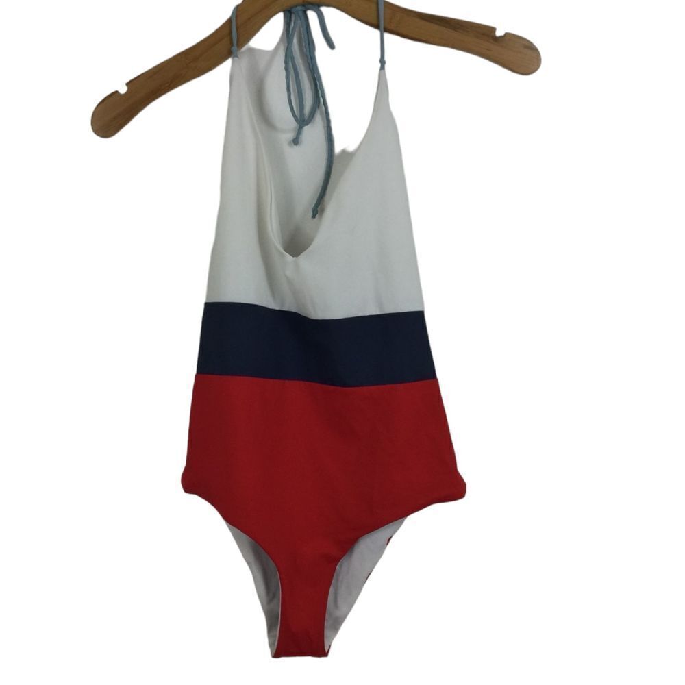 Tavik Womens Chase One-Piece Swim Suit Red white blue Reversible Size Medium NWT